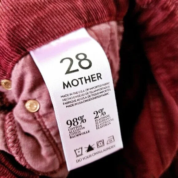 Mother The Looker Corduroy Jeans Size 28 Burgundy EUC - Picture 4 of 4